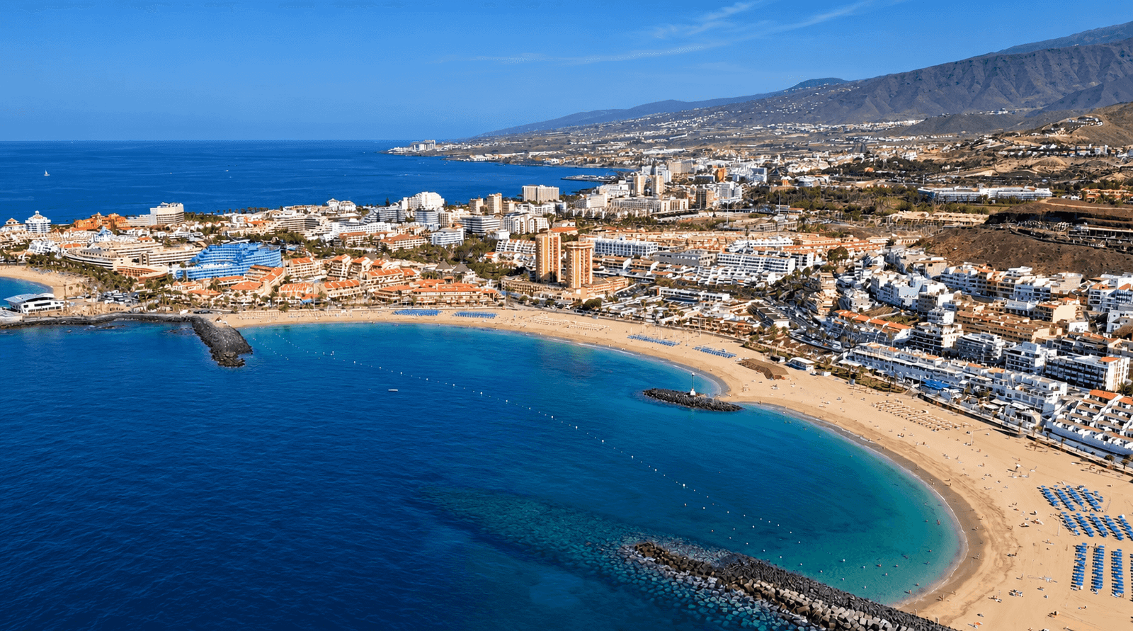 Aerial view of Playa de las Américas in South Tenerife