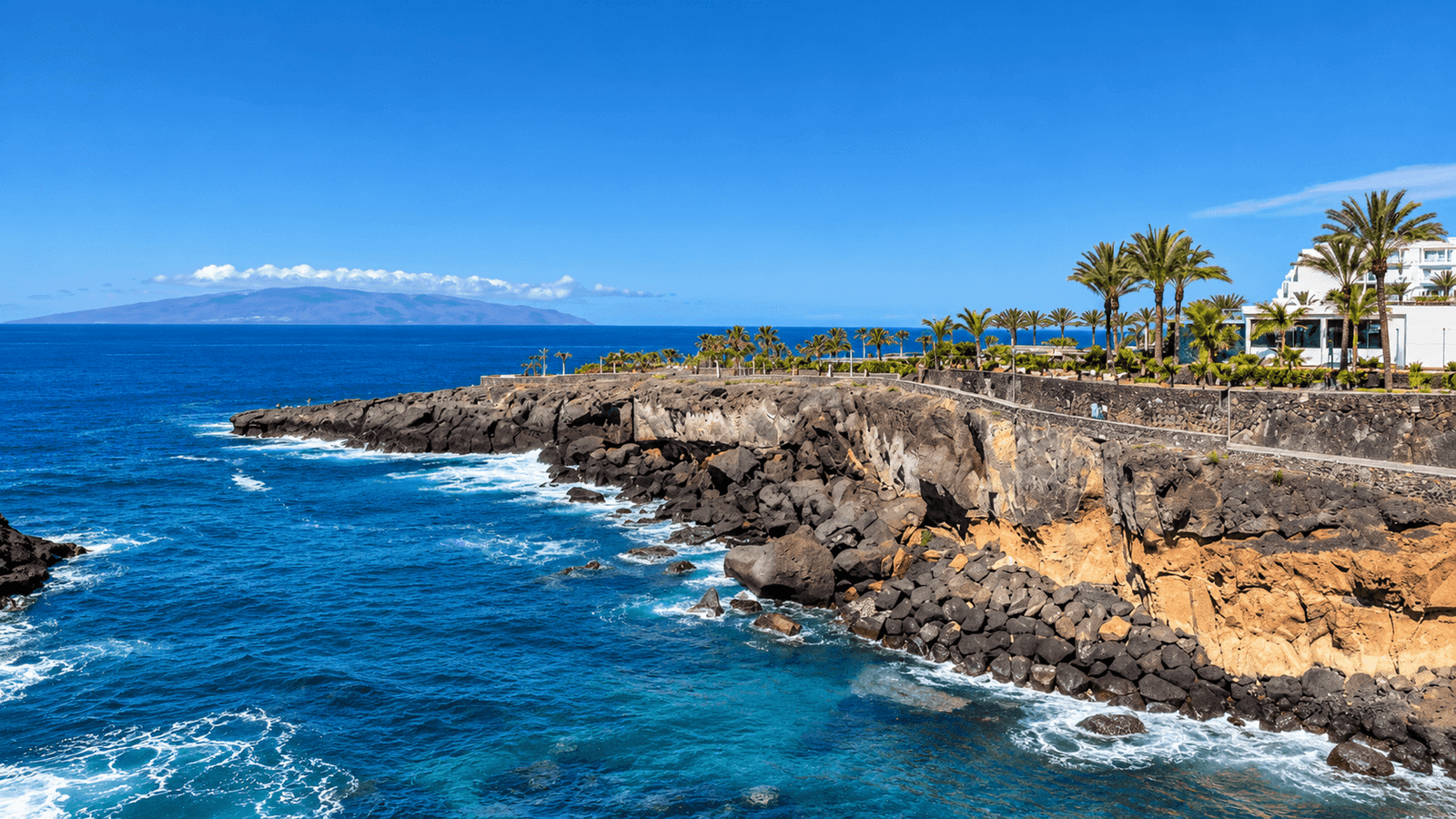 Coastal view from Playa Paraíso, Tenerife, looking across the Atlantic towards La Gomera